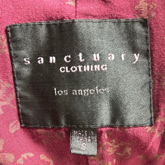 Sanctuary moto utility lightweight maroon jacket pockets bikercore biker S - Picture 11 of 11